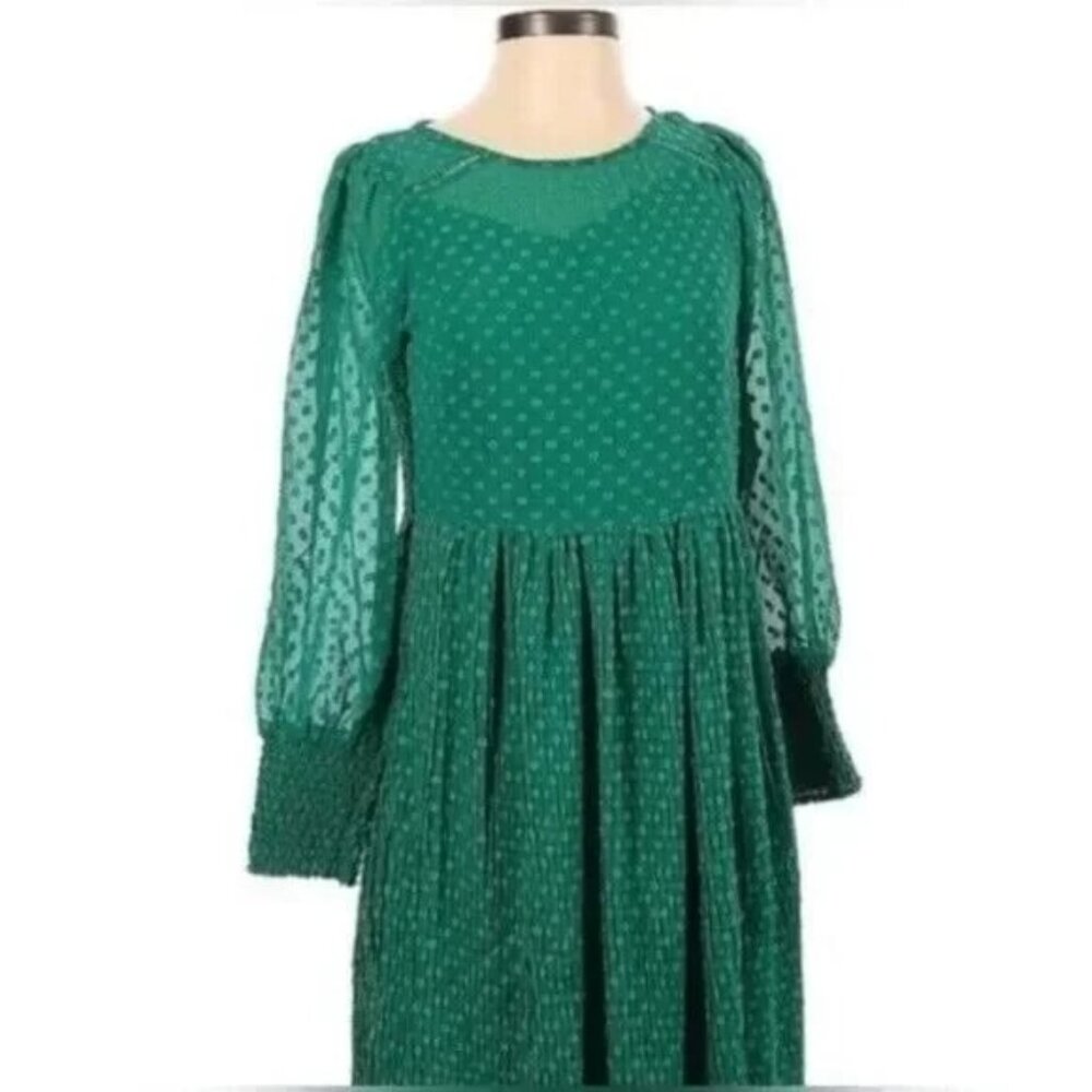 Anthropologie Green Long Sleeve Dress